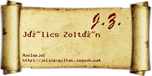 Jálics Zoltán névjegykártya